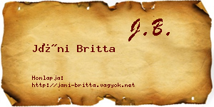 Jáni Britta névjegykártya